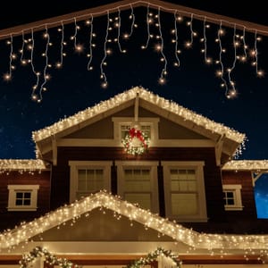 ANSIO Icicle Lights 500 LEDs 17.4m Warm White Indoor/Outdoor Mains-Powered