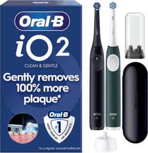 Oral-B iO2 Electric Toothbrushes, 2 Handles, Black & Green