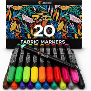 Zenacolor 20 Fabric Marker Set - Non-Toxic Textile Pens