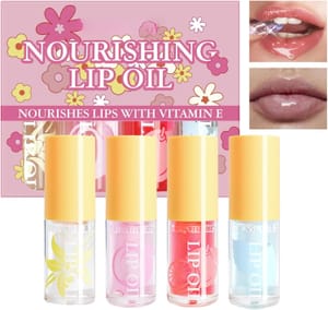 HERBINSOLS 4 Pack Hydrating Plumping Fruit-Flavored Lip Oils