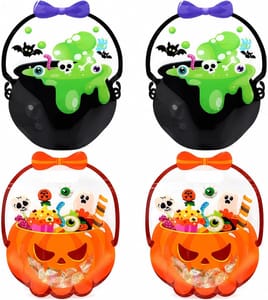 4-Pack Pumpkin Halloween Trick-or-Treat Gift Bags with Handles