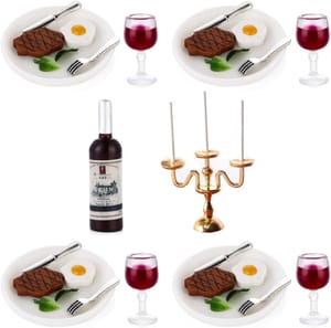 34-Piece Dollhouse Kitchen Miniature Food and Drink Set