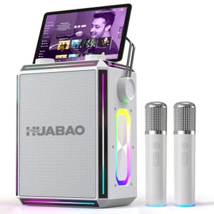 Portable Bluetooth Karaoke Speaker with 2 Wireless Mics, RGB Lights