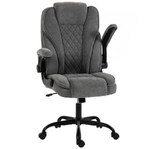HOMCOM Office Chair Padded Flip-up Armrest Rocking Grey