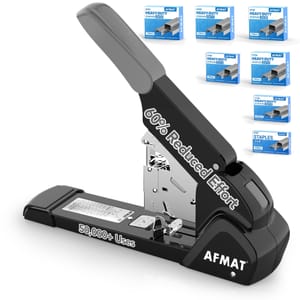 AFMAT Heavy Duty Stapler, Anti-Jam, 210-Sheet Capacity, Adjustable Depth