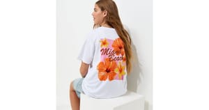 Girls Cotton Miami Beach Print Longline T-Shirt