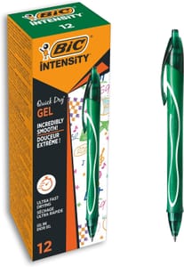 BIC Gel-Ocity Quick Dry Gel Pens, 0.7 Mm, Green, 12-Pack
