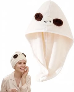 Satiskid Microfibre Hair Towel Wrap Turban with Button for Women