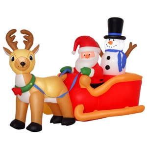 HOMCOM 6.5ft Christmas Inflatable Santa Claus on Sleigh Deer