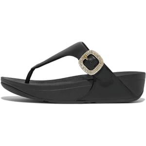 Fitflop Lulu Leather Crystal-Buckle Toe-Post Sandals