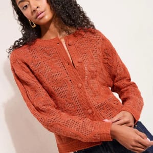 Friends like These Orange Crochet Cardigan