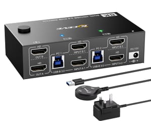 USB3.0 HDMI KVM Switch for 2 Monitors, 2 PCs, 8K60