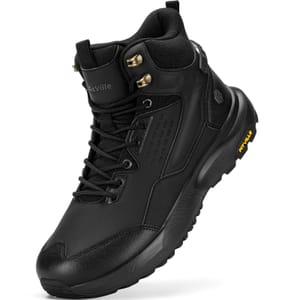 FitVille Men's Wide-Fit Hiking Boots, Mid-Ankle, Black UK10