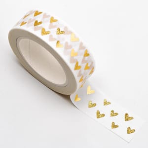 Italian Gold Foil Heart Washi Tape (15mm X 10m)