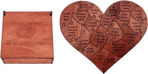 Wooden Heart Puzzle with 20 Love Messages