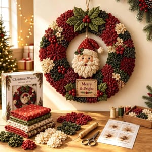 3D Fabric Poke Wreath DIY Kit, Beginner Friendly
