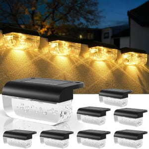 Lankey Solar Fence Lights 8-Pack Square Warm White Outdoor