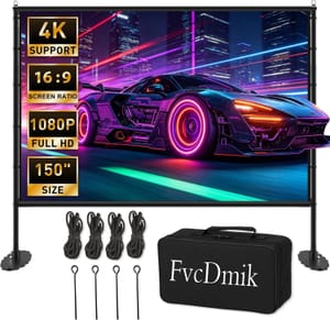 150-Inch Projector Screen with Stand, 16:9, 4K Portable