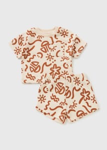 Baby Cream Holiday Print Top & Short (Newborn-23mths) - 3-6 Months