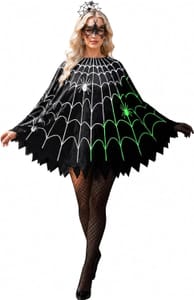 Xumplo Women Halloween Costume, Black Glow Cape with Accessories