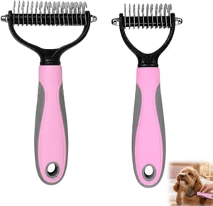 2-Pack Pet Grooming Dematting Comb & Undercoat Rake