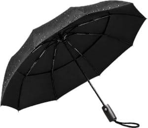 Compact Travel Umbrella with Windproof Auto-Fold Fiberglass Ribs