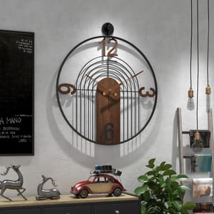 VIVIFLYSE Walnut Dial Wall Clock, Wood & Metal Frame, Silent