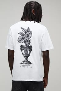 Man White Regular Palm Spine Print T-Shirt