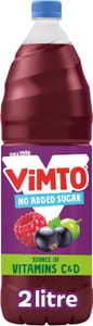 Vimto Squash No Added Sugar Real Fruit Flavour Vitamins C & D 2L Bottle