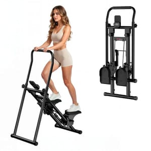 Fitness Stair Stepper Foldable Adjustable Handles Pedals Vertical