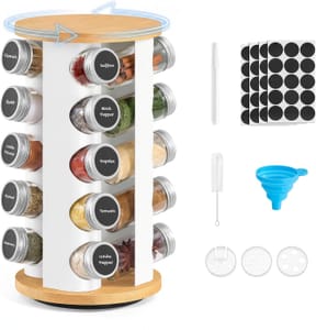 Rotating Spice Rack with 20 Glass Jars