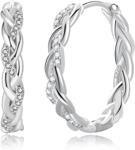 Sterling Silver Hoop Earrings for Women, Twisted Hoops Earrings