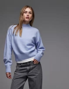 & Other Stories Mock Neck Jumper in Light Blue XS