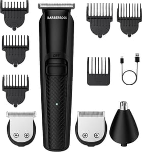 BarberBoss Cordless Trimmer Kit: Beard, Hair, Nose and Ear, USB