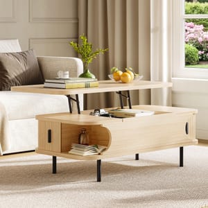 IRONCK Lift-Top Coffee Table with Storage, Light Oak 101x51x52cm