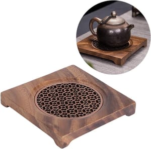 Cikonielf Walnut Wood Square Teapot Mat, 5.5x5.5x0.8in