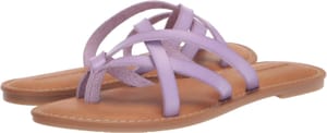 Amazon Essentials Women's Faux Leather Slide Sandals, Lavender, Memory Foam