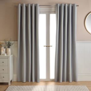 OHS Woven Texture Eyelet Blackout Curtains - Silver