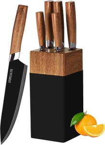 Lapelux 5-Piece Stainless Steel Kitchen Knife Set with Block