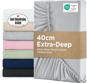 Bedsure Deep Pocket Fitted Sheet 40cm Grey 135x190cm