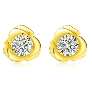 Moissanite Rose Flower Stud Earrings, 1ct, Hypoallergenic 925 Silver