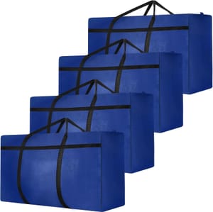4-Pack 120L Large Moving Bags with Zip - Blue
