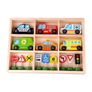 Tooky Toys Wooden Transportation & Street Signs Playset
