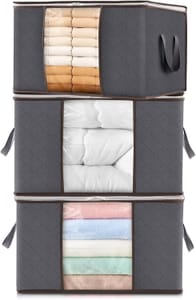Lifewit 60L Clothes Storage Bags (3-Pack) with Lids