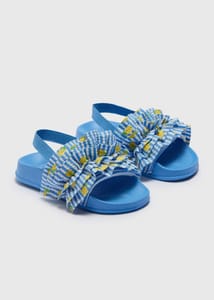 Girls Blue Lemon Frill Sliders (Younger 4-9)