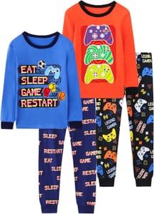 Vopawetty Boys 4-Piece Cotton Pyjamas Set Christmas Gamer 5 Years