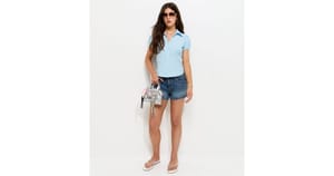 Girls Blue Cotton Pinstripe Shirt