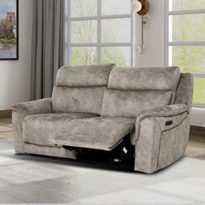 Oscar Grey Fabric Power Reclining 2-Seater Sofa with Headrest