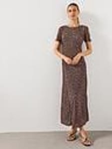 Mango Printed Dress with Draped Detail - Black