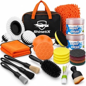 ShinetiX 25-Piece Car Cleaning Kit with Drill Brushes
